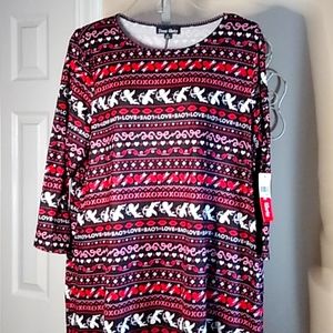 Heart print Valentine knit dress XL